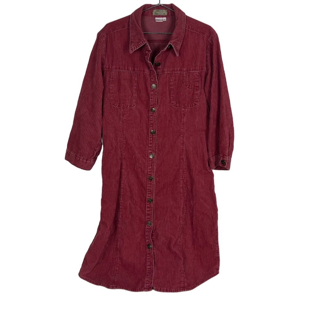 The Territory Ahead Corduroy Shirt Dress in Burgundy
